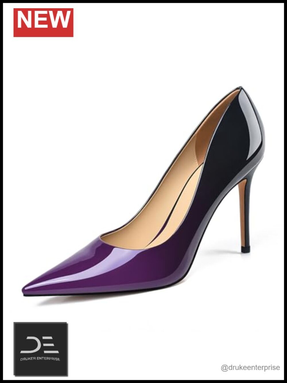 Women's Stiletto High Heel Pumps Gradient Faux Leather 4 inch Pointed Toe Dress